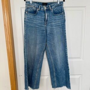 Frank and Oak Nina wide leg Cropped Blue Jeans light wash